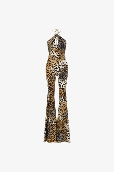 Roberto Cavalli Jumpsuit With Jaguar Skin Print - Female Dresses Light Brown 46 46
