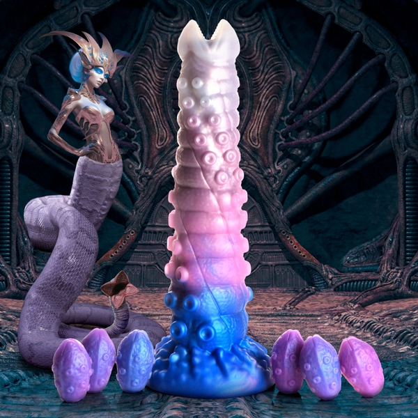 Tenta-Queen Ovipositor Silicone Dildo with Eggs - Creature Cocks