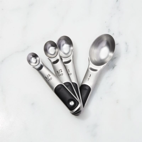 OXO Âź Stainless Steel Magnetic Measuring Spoons, Set of 4