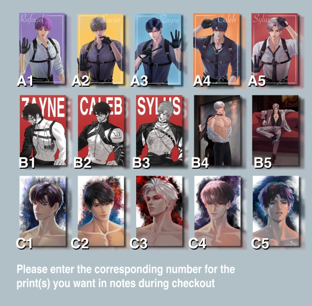 Love and Deepspace Prints | Rafayel | Xavier | Zayne | Caleb | Sylus