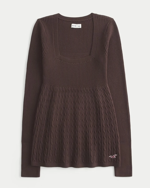 Long-Sleeve Square-Neck Babydoll