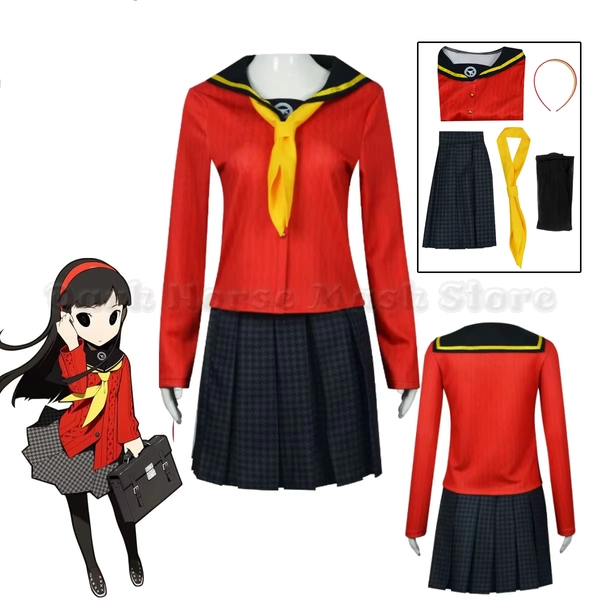 Persona 4 Golden Yukiko Amagi Cosplay Costume Women Anime Sailor School Uniform Costume Headwear for Halloween Party Comic Con