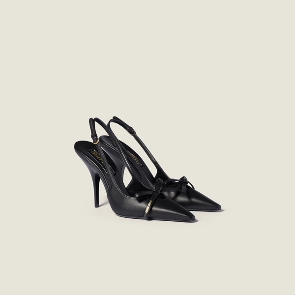 Leather slingback pumps with bow