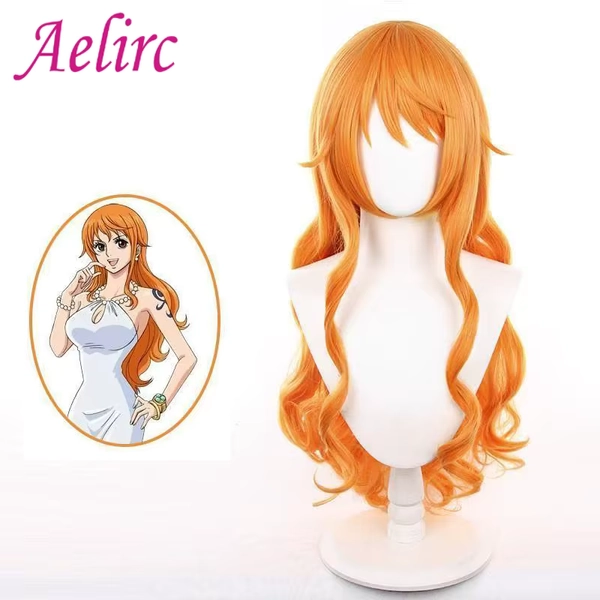 Onepiece Nami Cosplay Wig Anime Coser Synthetic Long Curly Wig Cute Girl High Quality Heat Resistant Fiber Wig Halloween Party - AliExpress