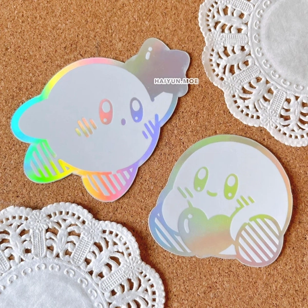 Kirby Star & Heart Vinyl Holographic Stickers / Water Bottle, Laptop, Notebook Decals - Etsy Belgium