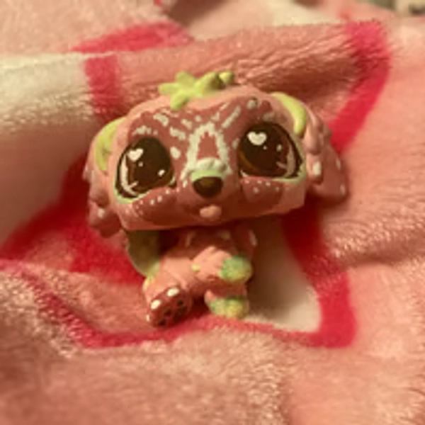 Lps Custom Dog Strawberry Puppy Littlest Pet Shop Hand-Painted