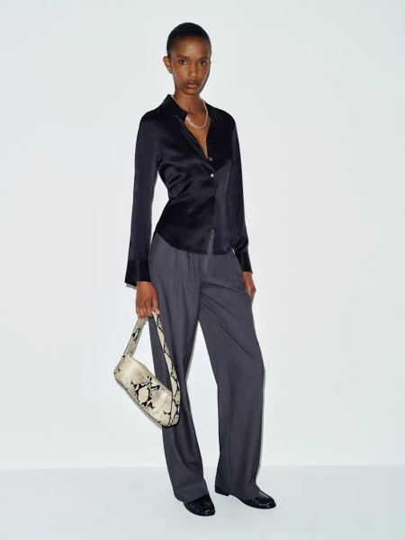 Reformation Fitted Silk Shirt - Black