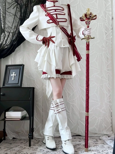 White and Red Colorway [Cavalier Oath] Ouji Gothic Lolita Set