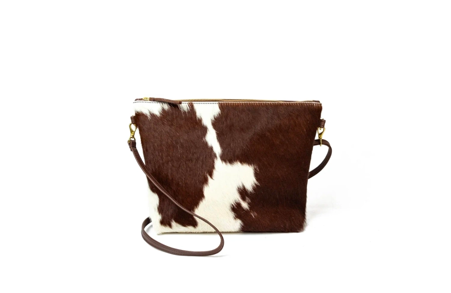 PRIMECUT: BROWN + WHITE COWHIDE MINI HOBO