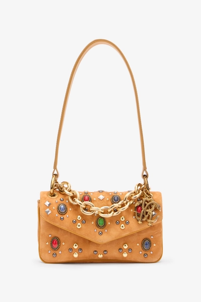 Roberto Cavalli Small Bag With Stones And Chain - Female Shoulder Bags Yellow Unica UNICA