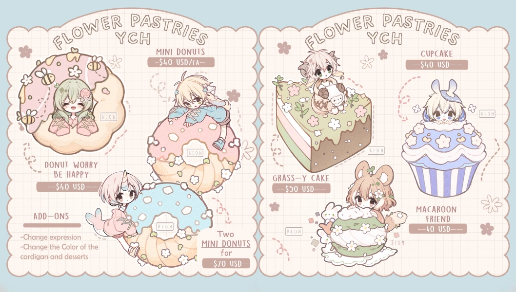 🌱Flower Pastries YCH🌱 by Reon Galletita de Vainilla (@ReonGalletita)