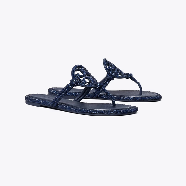 Miller Crystal Knotted Sandal in blue