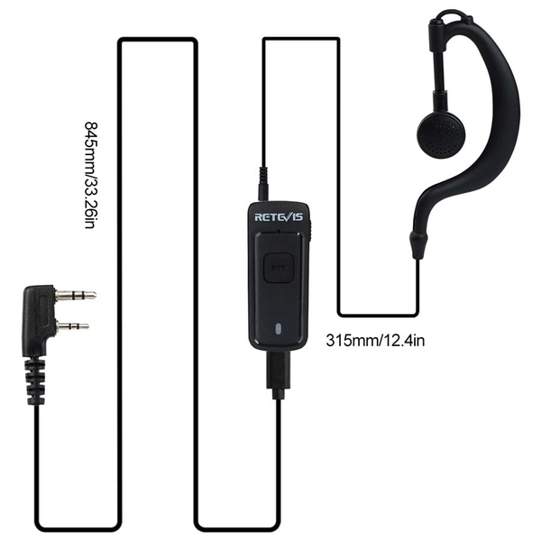 Retevis EEK019 Active Noise-canceling G-shape Earpiece 2Pin