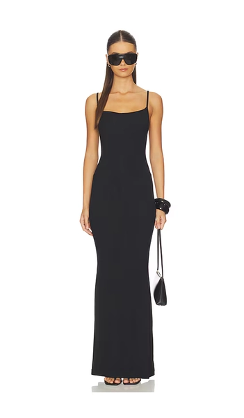 Soft Lounge Slip Dress in Black