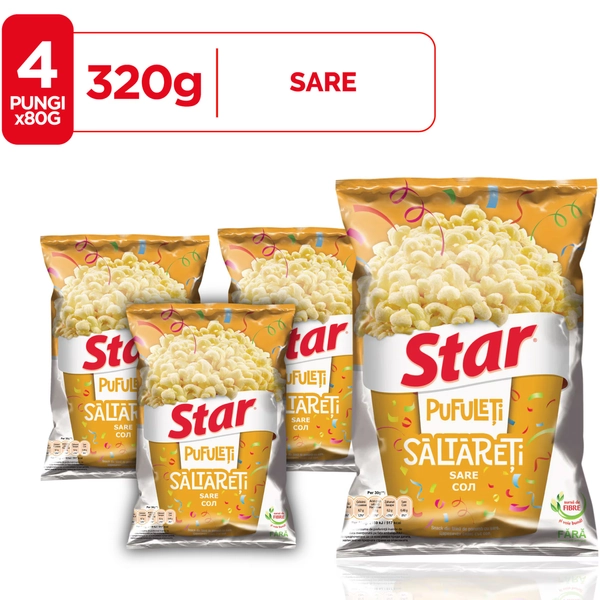 Pufuleti Saltareti cu sare Star, 4 pungi x 80g