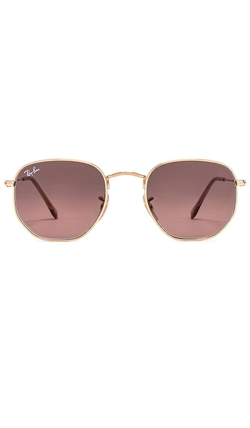 Ray-Ban Hexagonal Flat in Metallic Gold.