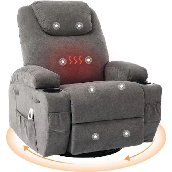 Electric Recliner Chair with Massage and Heat, 360 Swivel Glider Rocker for Living Room, Power Lift Recliners for Elderly, Nursery, Adults