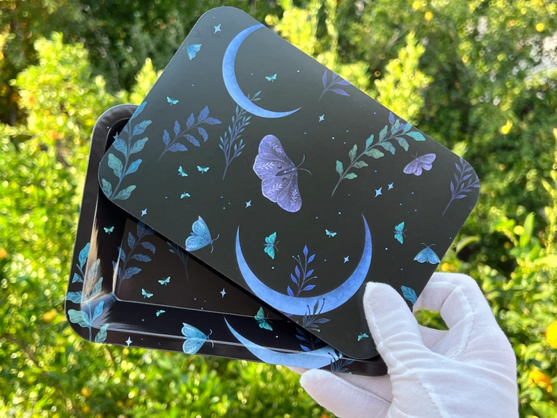 Rolling Tray With Lid "moon & Butterfly" - Etsy Puerto Rico