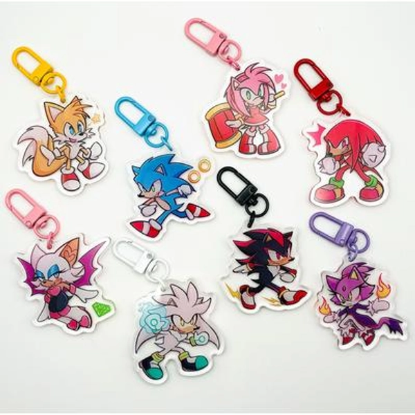 Sonic 2 Inch Acrylic Charm Keychain | Sonic Hedgehog, Shadow Hedgehog, Tails, Knuckles, Amy, Silver, Rouge, Blaze