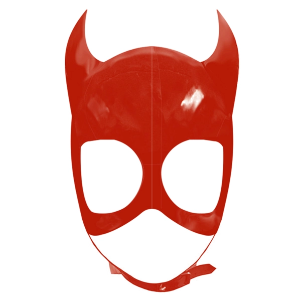 Latex Devil Hood w/ Short Horns in supatex red