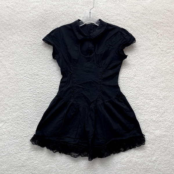 Lip Service Black Lace Corset Gothic Lolita Mall Goth Mini Dress Womens S M