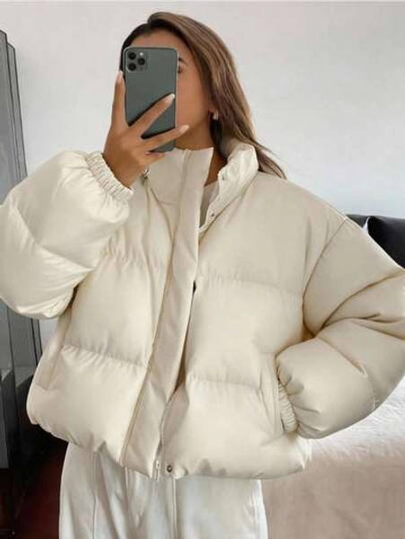 DAZY Women's Loose Fit Open Front Long Sleeve Padded Coat Jacket