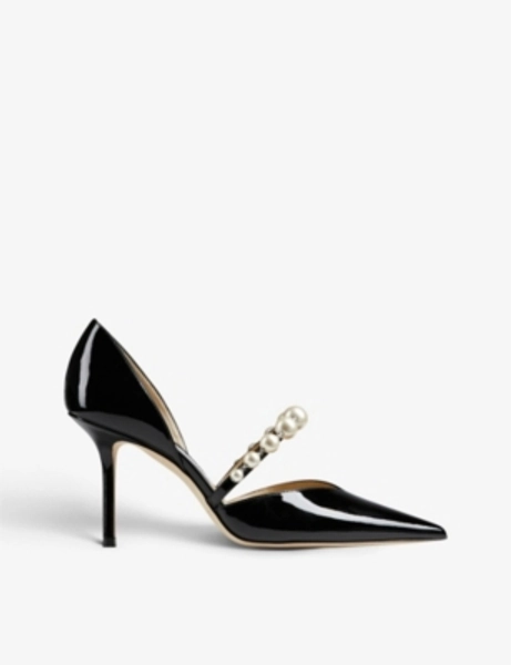 Aurelie 85 pearl-embellished patent-leather courts - EUR 35 / 2 UK WOMEN