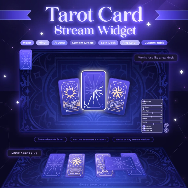 Tarot Stream Widget — Major & Minor Arcana + Oracle • Customizable • For Twitch/ YouTube by AssetShop (@AssetShop)