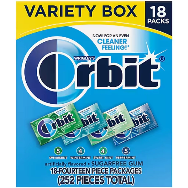 Orbit Variety Box Sugar Free Gum, 12.8 oz., 18/Pack (220-00568)