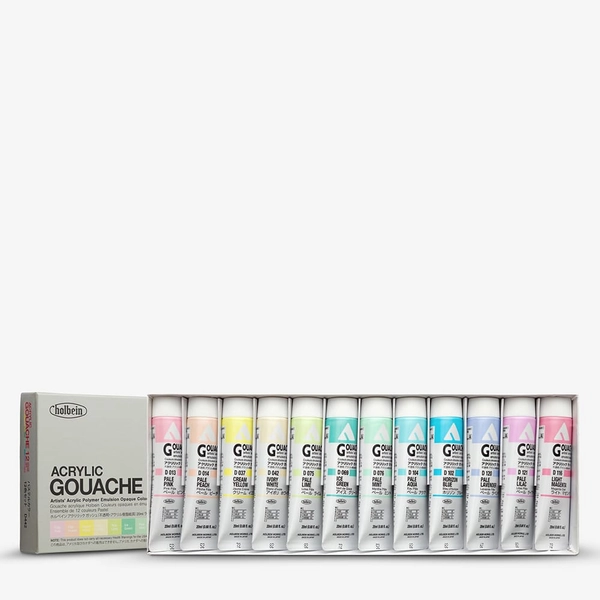 Holbein : Acrylic Gouache : 20ml : Pastel : Set of 12
