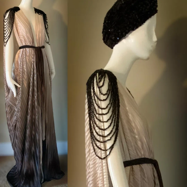 Grecian God dess Gown Ombré Pleated Silky Jersey,beaded Shoulder Epaulets-bridal-burlesque-custom Handmade-red Carpet-evening Gown - Etsy