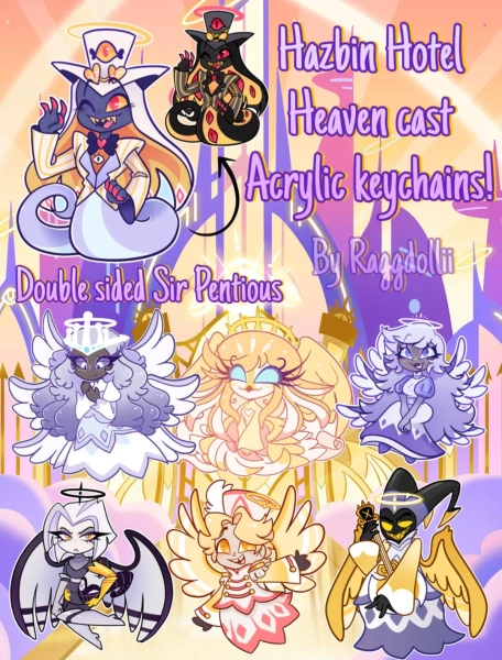 HAZBIN HOTEL PREORDER Acrlyic Keychain Heaven Sir Pentious Speaker of God Adam Lute Sera Emily Abel - Etsy