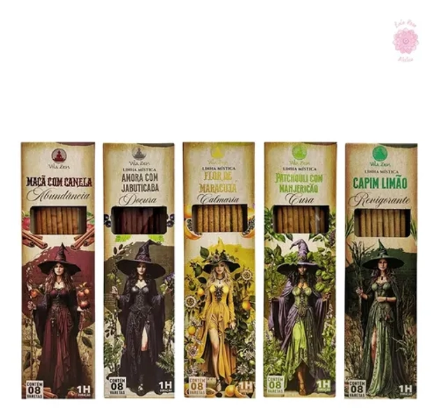 Kit Incenso Místico 5 Aromas Da Linha Esotérico Das Bruxas