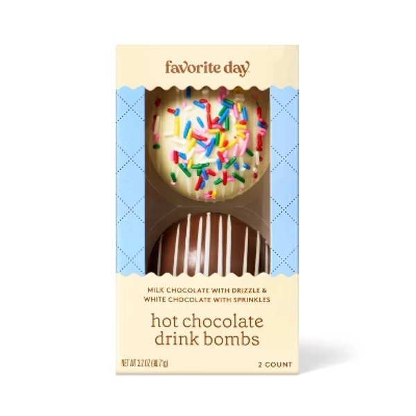 Hot Chocolate Bombs - Milk w/White Drizzle & White w/Confetti - 3.2oz - Favorite Day™