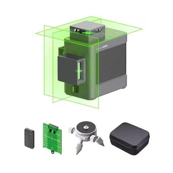 HOTO H1 50 ft. Green Self-Leveling 3-Plane Laser Level 12 Cross-Line Laser with Remote Controller and Mini Tripod QWFGJ002