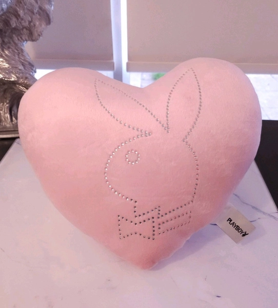 playboy bunny heart pillow plush diamante rpink Y2K vintage rhinestone 2007