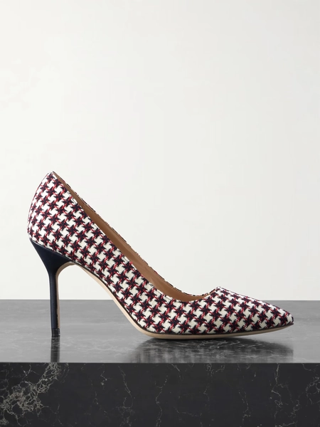 90 leather-trimmed embroidered tweed pumps - white - IT35