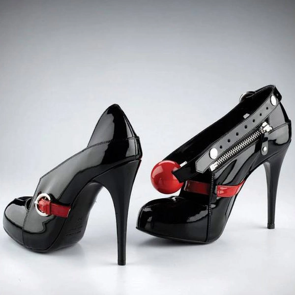 Latex Handmade Italian Sandals in blackred/red rubber ball accessory