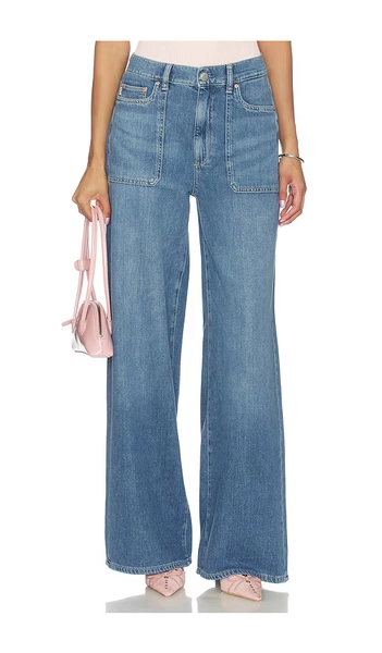 DL1961 Hepburn Aura High Rise Wide Leg Jeans in Blue. - size 29