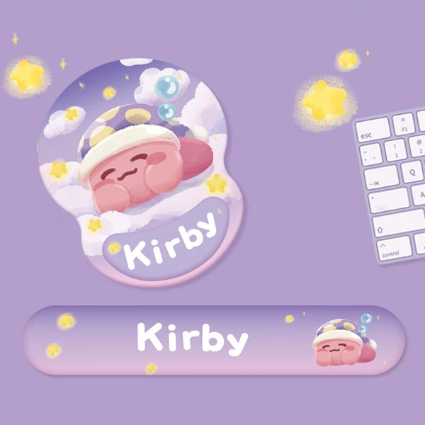 Kirby Mouse Pad Kawaii Kirby Keyboard Wrist Rest Pastel Purple Decor