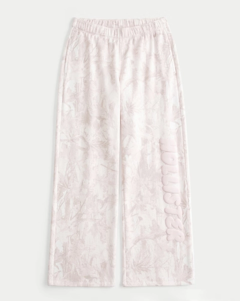 Logo Graphic Pink Camo Wide-Leg Sweatpants