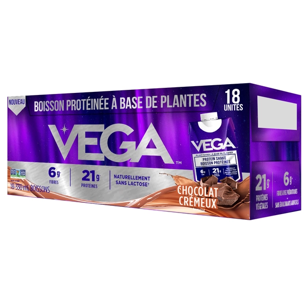 Vega Plant-Based Protein Shake Chocolate, 18 x 330 mL