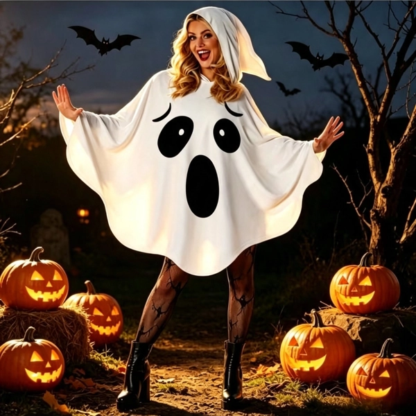 TEMU Halloween Costume - Cute Hooded Cape With And Mouth Design, Perfect For Parties, Witches, , Or Halloween-themed Events, Halloween Costume | |