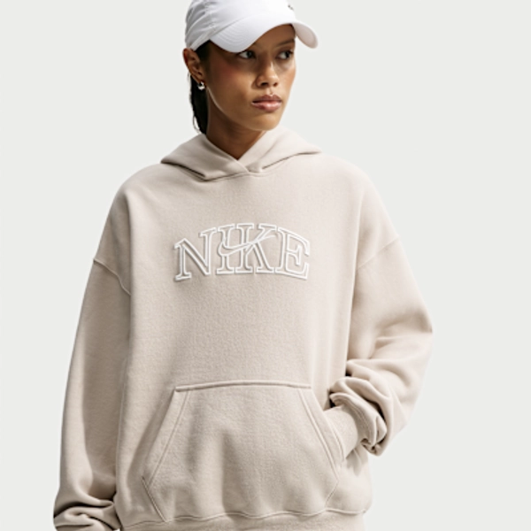 Nike Studio Fleece Medium Weight "Graphic Pack" Women's Oversized Pullover Logo Hoodie