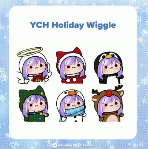 3 Emotes animés pour Noël réalisée par @yumizu sur Vgen