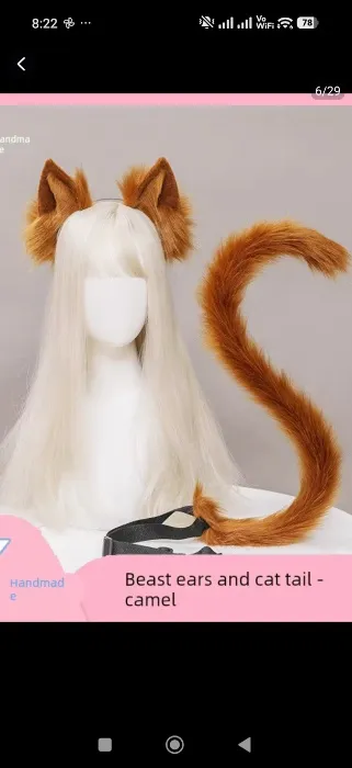 Brown cat tail and ears