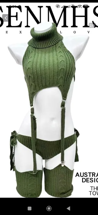 Army green knitted bikini 