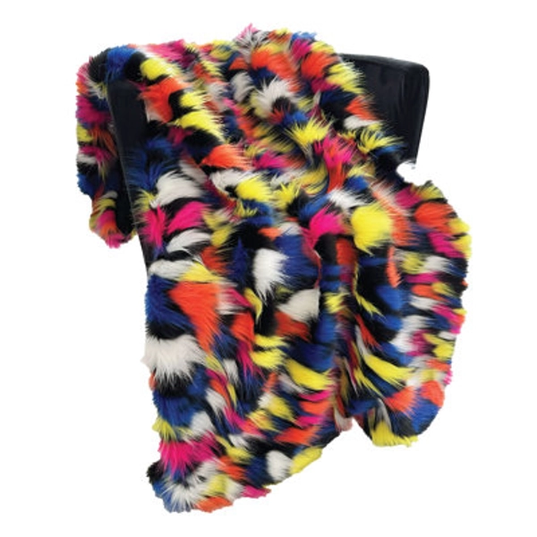 Plutus Brands Plutus Purple, Yellow, Black  Amazonian Bird Faux Fur Luxury Throw Blanket
