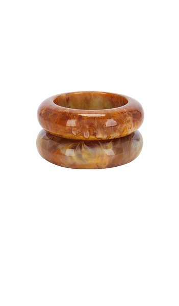 8 Other Reasons Bangle Bracelet Set in Brown.