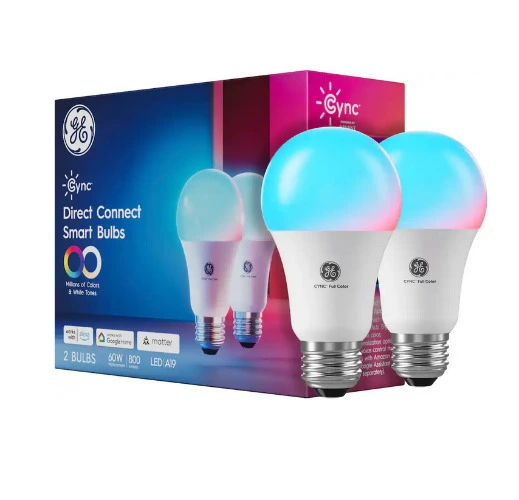 Cync - A19 LED Light Bulb, Matter Compatible, Color Changing, 2pk - Full Color
